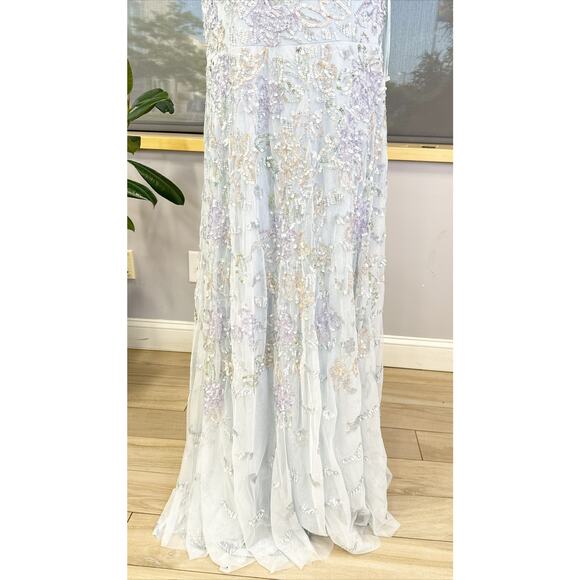 Sequined High Neck Cap Sleeve A Line Gown 5647 Size 16 - Picture 5 of 9